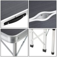 Set de scaune de camping din 3 piese, aluminiu gri, pliabil cu mâner, economisește spațiu
