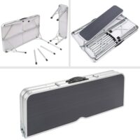 Set de scaune de camping din 3 piese, aluminiu gri, pliabil cu mâner, economisește spațiu