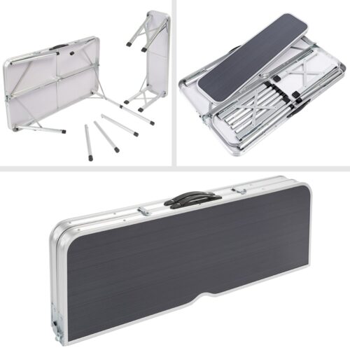 Set de scaune de camping din 3 piese, aluminiu gri, pliabil cu mâner, economisește spațiu