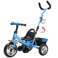 Tricicletă pentru copii Raceline, albastră, metal, bară de împingere