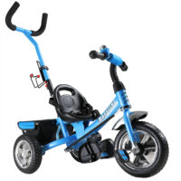Tricicletă pentru copii Raceline, albastră, metal, bară de împingere