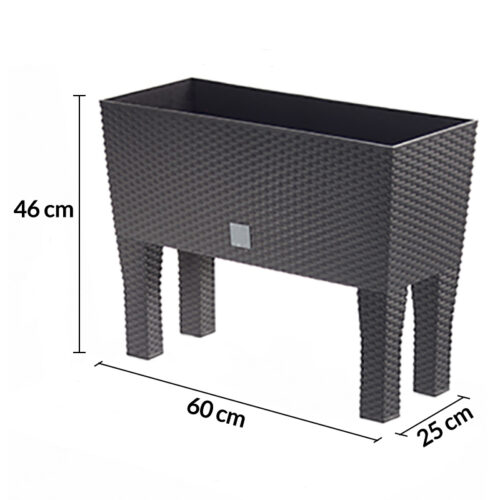 de_108518d_7.jpg Pat de grădinărit înălțat cu aspect de poliratan antracit 60x25x46cm, sistem de irigații