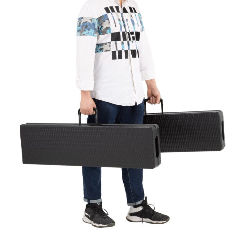 Bănci Malmö din ratan, set de 2, negre, 180 cm