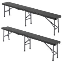 Bănci Malmö din ratan, set de 2, negre, 180 cm