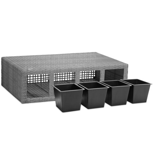 Ghiveci de flori din poliratan gri 95x27x60cm