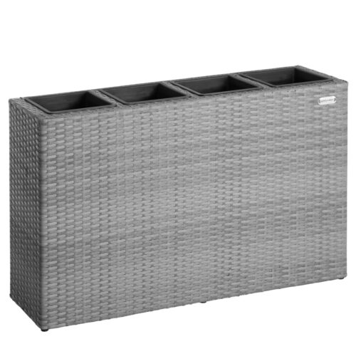 Ghiveci de flori din poliratan gri 95x27x60cm