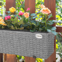 Cutie de flori din poliratan, set de 2, gri