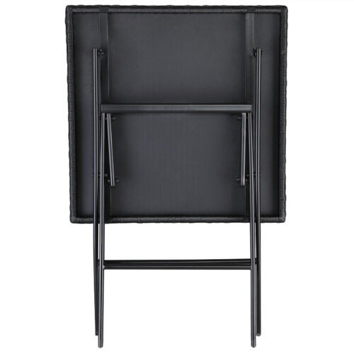 Masă pliabilă din poliratan Rom neagră 75x65x65cm