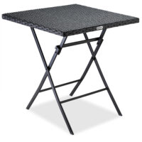 Masă pliabilă din poliratan Rom neagră 75x65x65cm