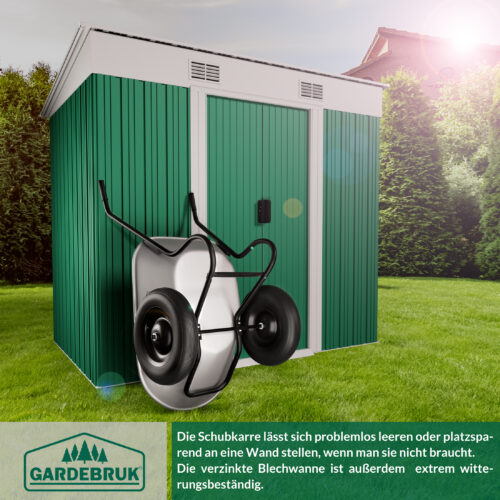 Roabă cu 2 roți galvanizate, anvelope pneumatice, capacitate de încărcare 150 kg, capacitate 100 l