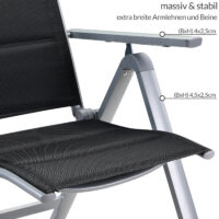 de_108765d_2.jpg Scaun de grădină pliabil cu spătar înalt Bern Premium, set de 2, argintiu, aluminiu, tapițat și reglabil