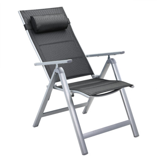de_108765d_5.jpg Scaun de grădină pliabil cu spătar înalt Bern Premium, set de 2, argintiu, aluminiu, tapițat și reglabil