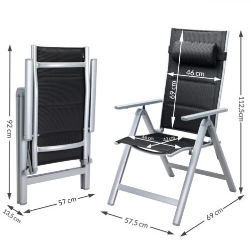de_108765d_8.jpg Scaun de grădină pliabil cu spătar înalt Bern Premium, set de 2, argintiu, aluminiu, tapițat și reglabil