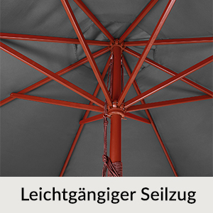 Umbrelă de soare din lemn antracit, Ø330cm, protecție UV 80+