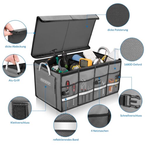 Organizator portbagaj gri 60x35x30cm