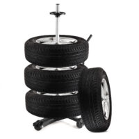 Suport anvelope, aluminiu negru, până la 225 mm, mobil