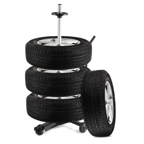 Suport anvelope, aluminiu negru, până la 225 mm, mobil