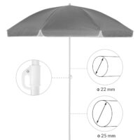 Umbrelă Crete Antracit 200 cm Protecție UV 50+ Funcție de înclinare
