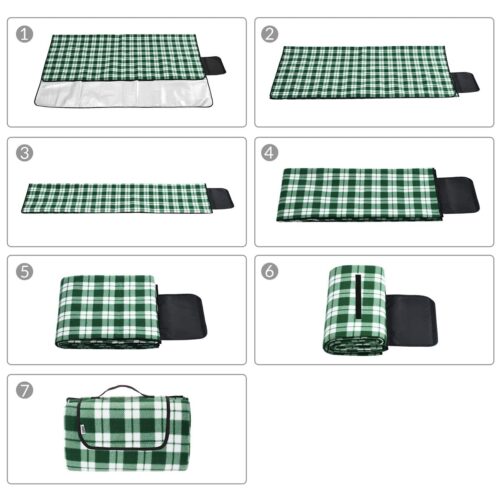 Pătură de picnic, carouri/verde, 2x2m