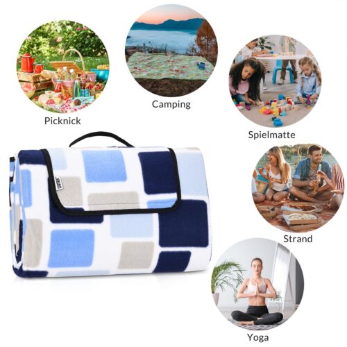 Pătură de picnic pătrată/albastru 2x2m