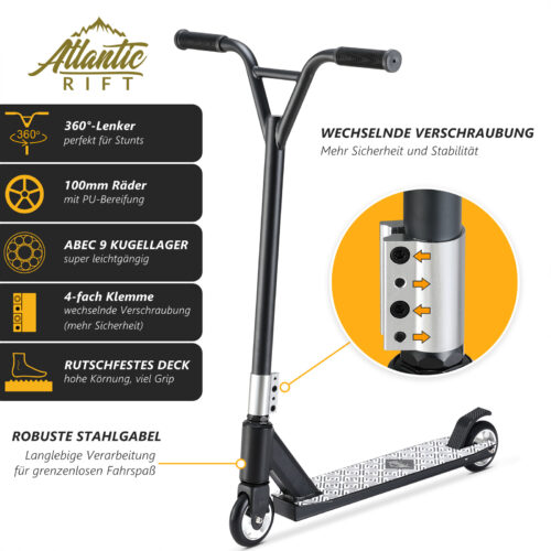 Trotinetă acrobatică Tundra Premium Negru/Alb