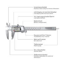 Șubler digital 0-150mm din oțel, inclusiv carcasă rigidă