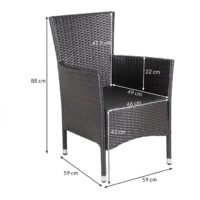 Set de 2 scaune de grădină din poliratan, maro/crem, suprapunibile