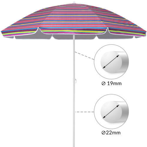 Umbrelă de soare Cyprus, multicoloră, 180 cm, protecție UV 50+, funcție de înclinare