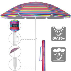 Umbrelă de soare colorată Crete 200 cm, protecție UV 50+, funcție de înclinare