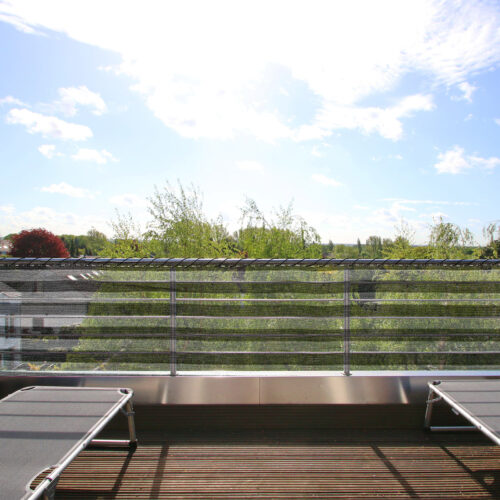 Paravan de intimitate pentru balcon gri/alb 1,2x10m