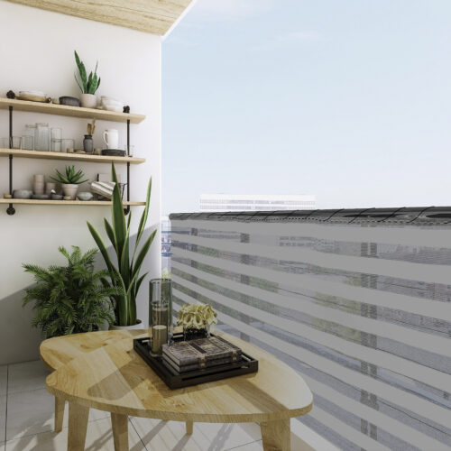 Paravan de intimitate pentru balcon gri/alb 1,4x10m