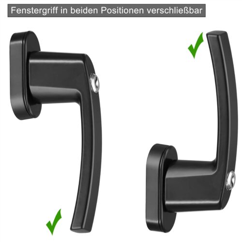 Mâner de fereastră, set de 2, negru, cu încuietoare