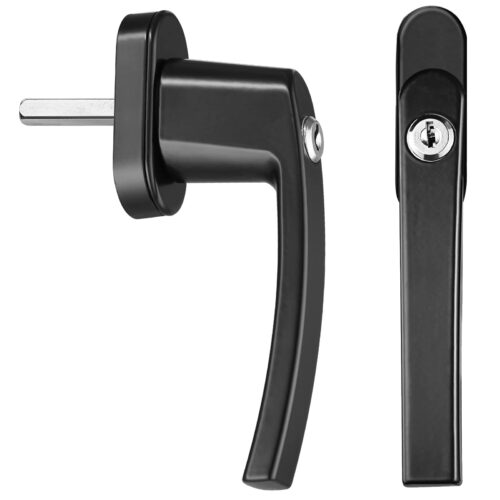 Mâner de fereastră, set de 2, negru, cu încuietoare