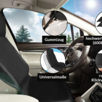Husă scaun auto neagră 160x66cm pentru scaunul față