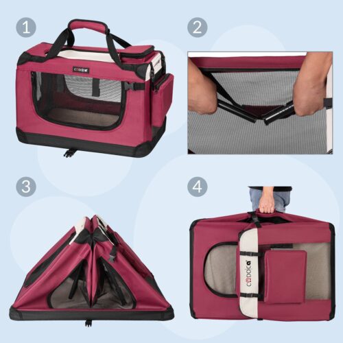 Geanta pliabilă pentru câini S 50x34x36cm Roșu închis