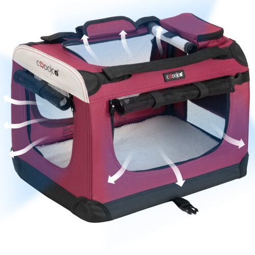 Geanta pliabilă pentru câini S 50x34x36cm Roșu închis