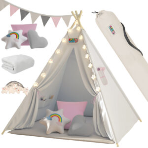 de_109524g1 Cort de joacă Teepee roz 160x130x130cm