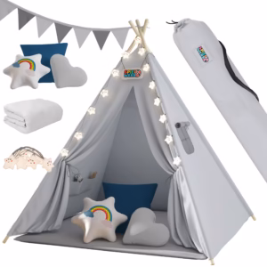 de_109525g1 Cort de joacă Teepee gri 160x130x130cm