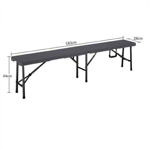 Set de 2 bănci pentru bere, plastic antracit, 180 cm