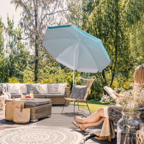 Umbrelă de soare Crete Turquoise 200 cm, protecție UV 50+, funcție de înclinare