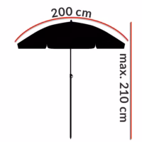 Umbrelă de soare Crete Turquoise 200 cm, protecție UV 50+, funcție de înclinare