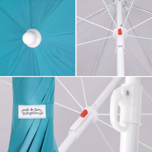 Umbrelă de soare Cyprus, turcoaz, 180 cm, protecție UV 50+, funcție de înclinare