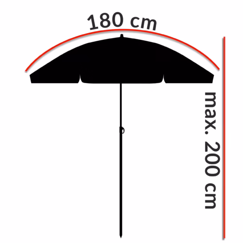 Umbrelă de soare Cyprus, turcoaz, 180 cm, protecție UV 50+, funcție de înclinare