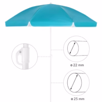 Umbrelă de soare Cyprus, turcoaz, 180 cm, protecție UV 50+, funcție de înclinare