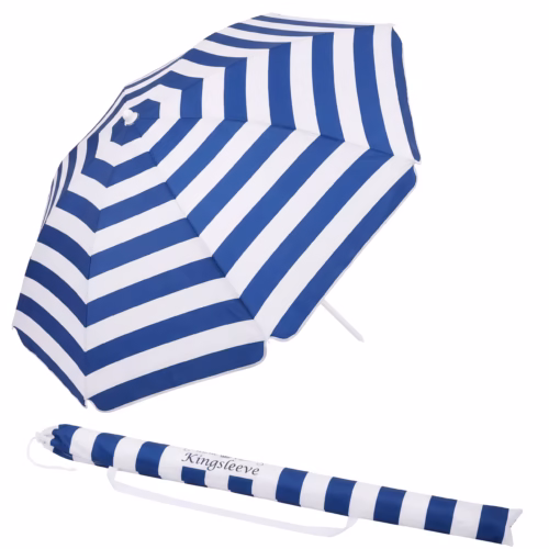 Umbrelă de soare Cyprus, albastră/albă, 180 cm, protecție UV 50+, funcție de înclinare
