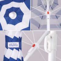 Umbrelă Crete, albastru/alb, 200 cm, protecție UV 50+, funcție de înclinare