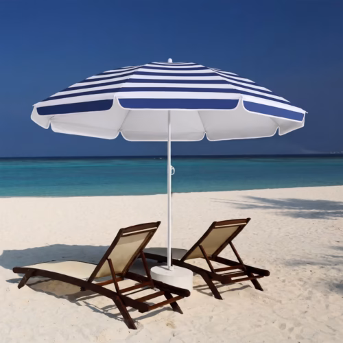 Umbrelă Crete, albastru/alb, 200 cm, protecție UV 50+, funcție de înclinare