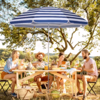 Umbrelă Crete, albastru/alb, 200 cm, protecție UV 50+, funcție de înclinare