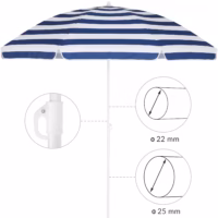 Umbrelă Crete, albastru/alb, 200 cm, protecție UV 50+, funcție de înclinare