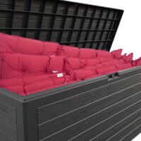 Ladă de grădină Woody 280L, aspect lemn antracit, impermeabilă